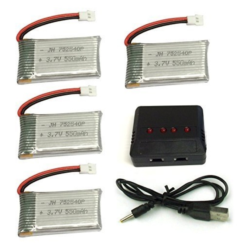 Cheerwing 3.7V 550mAh Lipo Battery (4PCS) with 4 In 1 Battery