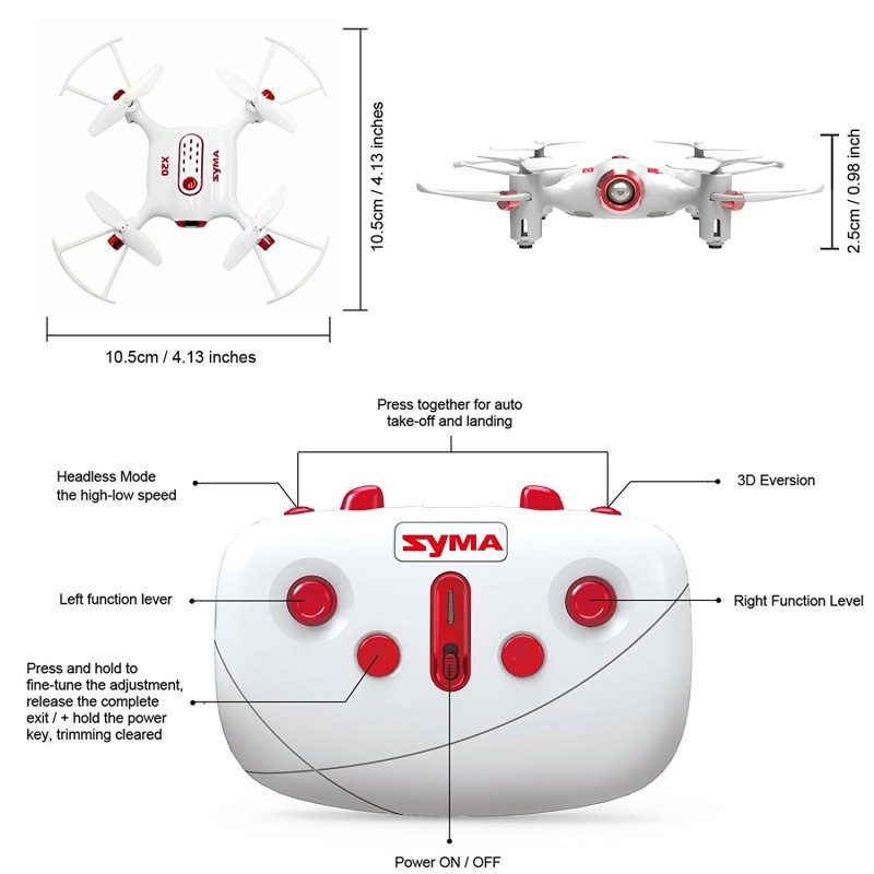 Cheerwing Syma X20 Pocket Drone 2.4Ghz Remote Control Mini RC
